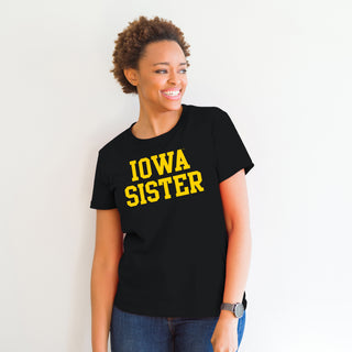 University of Iowa Hawkeyes Basic Block Sister Short Sleeve T Shirt - Black