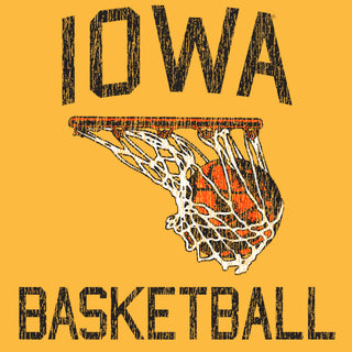Retro Faded Basketball Iowa Hawkeyes Premium Cotton Short Sleeve T Shirt - Gold