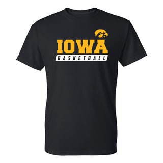 Basketball Slant Iowa Hawkeyes Basic Cotton Short Sleeve T-Shirt - Black