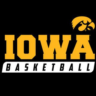 Basketball Slant Iowa Hawkeyes Basic Cotton Short Sleeve T-Shirt - Black