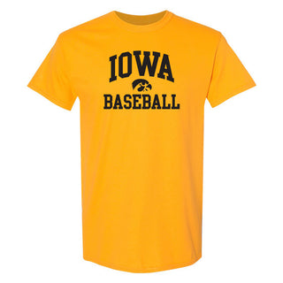 University of Iowa Hawkeyes Arch Logo Baseball Short Sleeve T Shirt - Gold