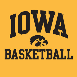 University of Iowa Hawkeyes Arch Logo Basketball Short Sleeve T Shirt - Gold