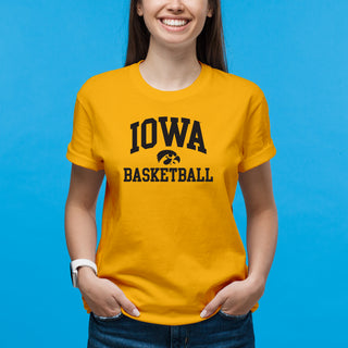 University of Iowa Hawkeyes Arch Logo Basketball Short Sleeve T Shirt - Gold
