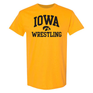 University of Iowa Hawkeyes Arch Logo Wrestling Short Sleeve T Shirt - Gold