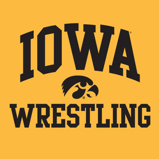 University of Iowa Hawkeyes Arch Logo Wrestling Long Sleeve T Shirt- Gold