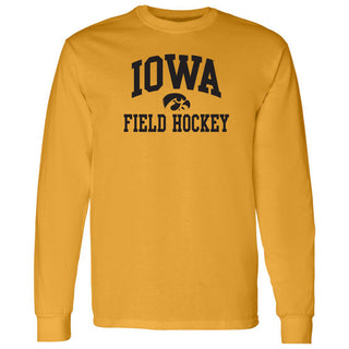 University of Iowa Hawkeyes Arch Logo Field Hockey Long Sleeve T Shirt- Gold
