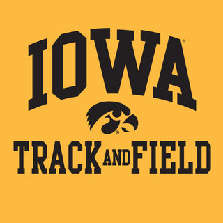 University of Iowa Hawkeyes Arch Logo Track & Field Short Sleeve T Shirt - Gold