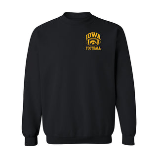 Classic Football Arch Left Chest Iowa Hawkeyes Heavy Blend Crewneck Sweatshirt - Black