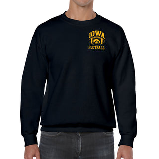 Classic Football Arch Left Chest Iowa Hawkeyes Heavy Blend Crewneck Sweatshirt - Black