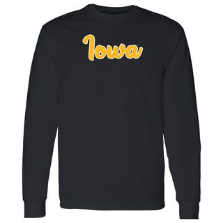 University of Iowa Hawkeyes Basic Script Cotton Long Sleeve T Shirt - Black