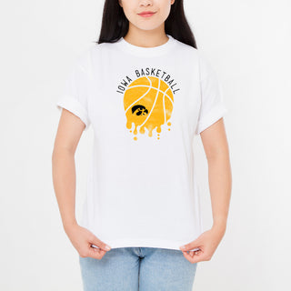 University of Iowa Hawkeyes Basketball Dribble Basic Cotton Short Sleeve T Shirt - White