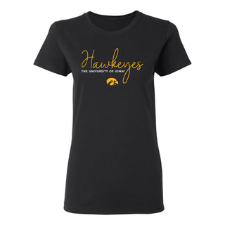 Iowa Thin Script Womens T-Shirt - Black