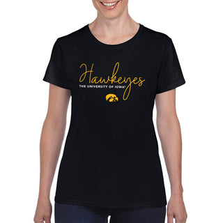 Iowa Thin Script Womens T-Shirt - Black