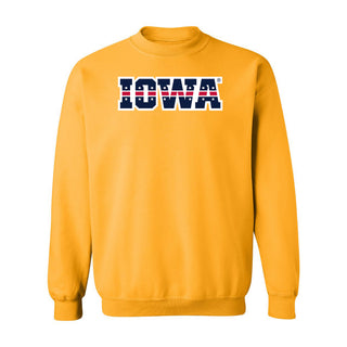 University of Iowa Hawkeyes Patriotic Wordmark, Team Color Crewneck