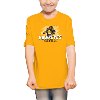 Iowa Football Action Youth T-Shirt - Gold