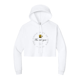 Iowa Roundabout Women’s Cropped Fleece Hoodie - White