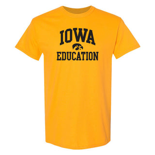 University of Iowa Hawkeyes Arch Logo Education Short Sleeve T Shirt - Gold