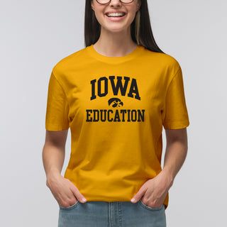 University of Iowa Hawkeyes Arch Logo Education Short Sleeve T Shirt - Gold