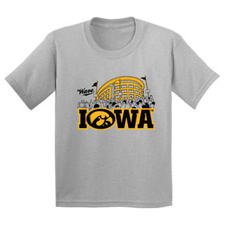 Iowa Crowd Wave Youth T-Shirt - Sport Grey