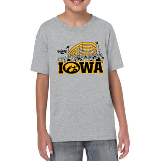 Iowa Crowd Wave Youth T-Shirt - Sport Grey