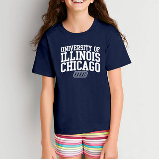 University of Illinois at Chicago Flames Arch Logo Youth T-Shirt - Navy