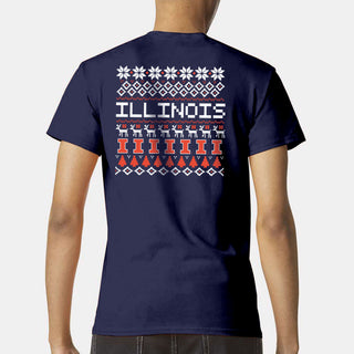 Illinois Holiday Sweater T-Shirt - Navy