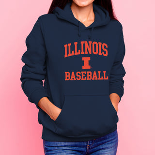 Illinois Arch Logo Baseball Hoodie - Navy