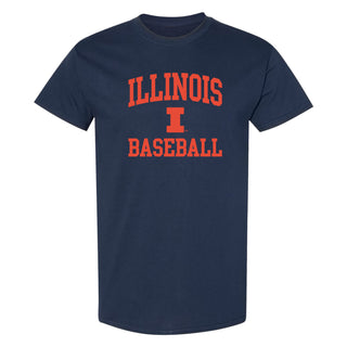 Illinois Arch Logo Baseball T-Shirt - Navy