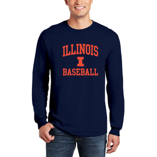 Illinois Arch Logo Baseball Long Sleeve - Navy