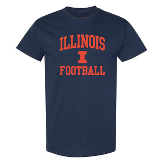 Illinois Arch Logo Football T-Shirt - Navy