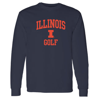 Illinois Arch Logo Golf Long Sleeve - Navy