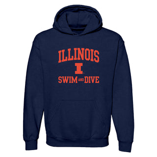 Illinois Arch Logo Swim & Dive Hoodie - Navy