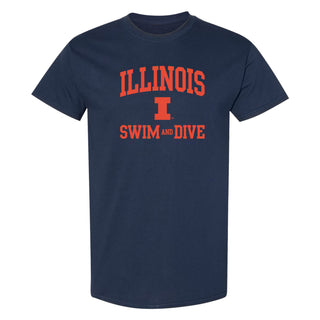 Illinois Arch Logo Swim & Dive T-Shirt - Navy