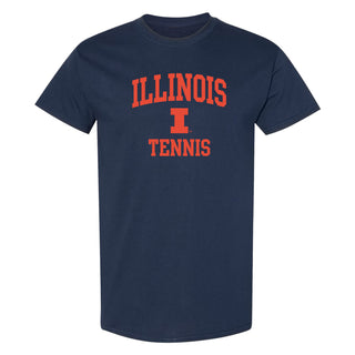 Illinois Arch Logo Tennis T-Shirt - Navy