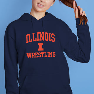 Illinois Arch Logo Wrestling Hoodie - Navy