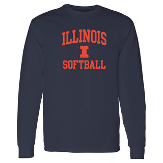 Illinois Arch Logo Softball Long Sleeve - Navy