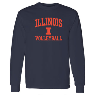 Illinois Arch Logo Volleyball Long Sleeve - Navy