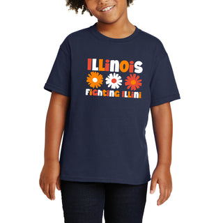 Illinois Daisy Dot Youth T-Shirt - Navy
