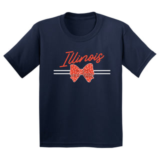 Illinois Bow Script Youth T-Shirt - Navy