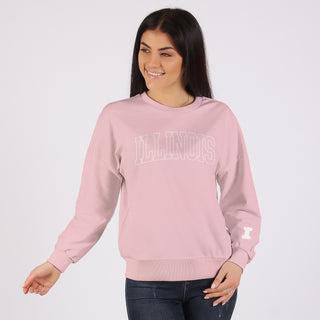 Illinois Tonal Arch with Wrist Print Crewneck - Light Pink