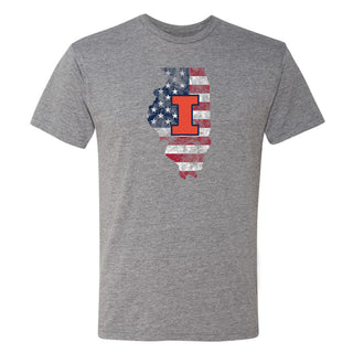 Illinois Patriotic State Silhouette NLA Triblend T-Shirt - Premium Heather