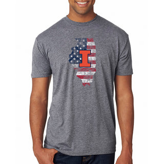 Illinois Patriotic State Silhouette NLA Triblend T-Shirt - Premium Heather