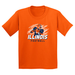 Illinois Football Action Youth T-Shirt - Orange