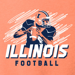 Illinois Football Action Triblend T-Shirt - Orange Triblend