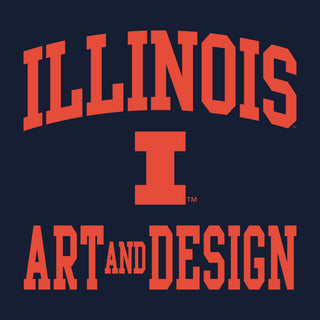 Illinois Arch Logo Art and Design T-Shirt - Navy