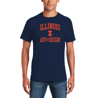 Illinois Arch Logo Art and Design T-Shirt - Navy