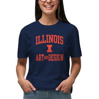 Illinois Arch Logo Art and Design T-Shirt - Navy