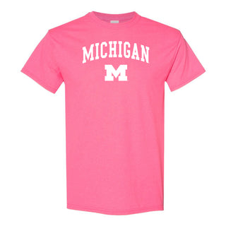Michigan Arch Logo T-Shirt - Safety Pink