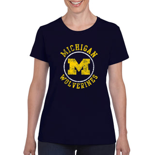 Michigan Distressed Circle Logo Womens T-Shirt