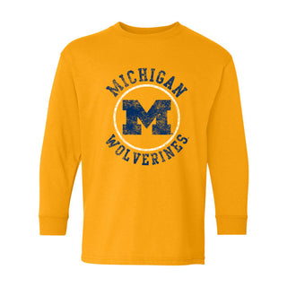 Michigan Distressed Circle Logo Youth Long Sleeve
